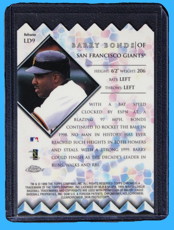 1999 Topps Chrome - Lords of the Diamond Barry Bonds #LD9 Refractor - Image 2