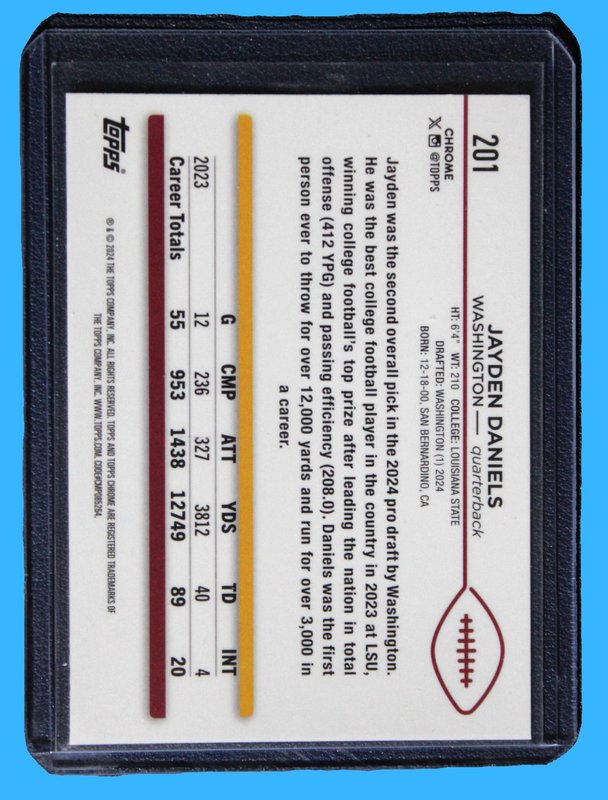 2024 Topps Chrome Football Green Geometric Jayden Daniels Rookie /99 - Image 2