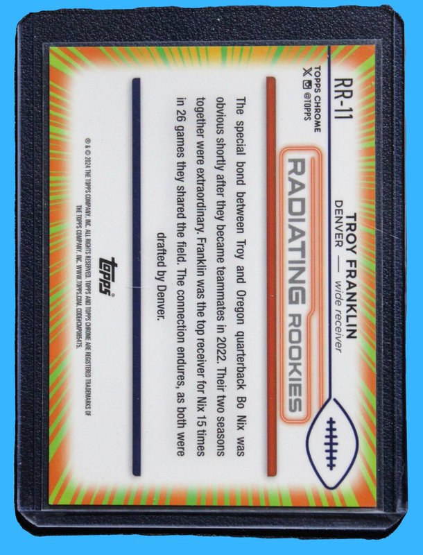 2024 Topps Chrome Football Troy Franklin Radiating Rookies SSP RR-11 - Image 2