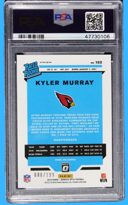 2019 Panini Donruss Optic Kyler Murray Rated Rookie Orange /199 PSA 10 - Image 2