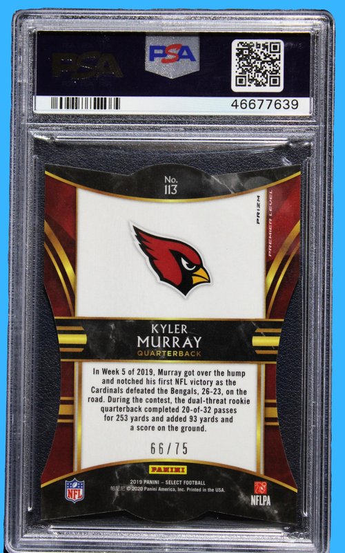 2019 Panini Select Kyler Murray Rookie Die Cut Purple /75 PSA 9 - Image 2