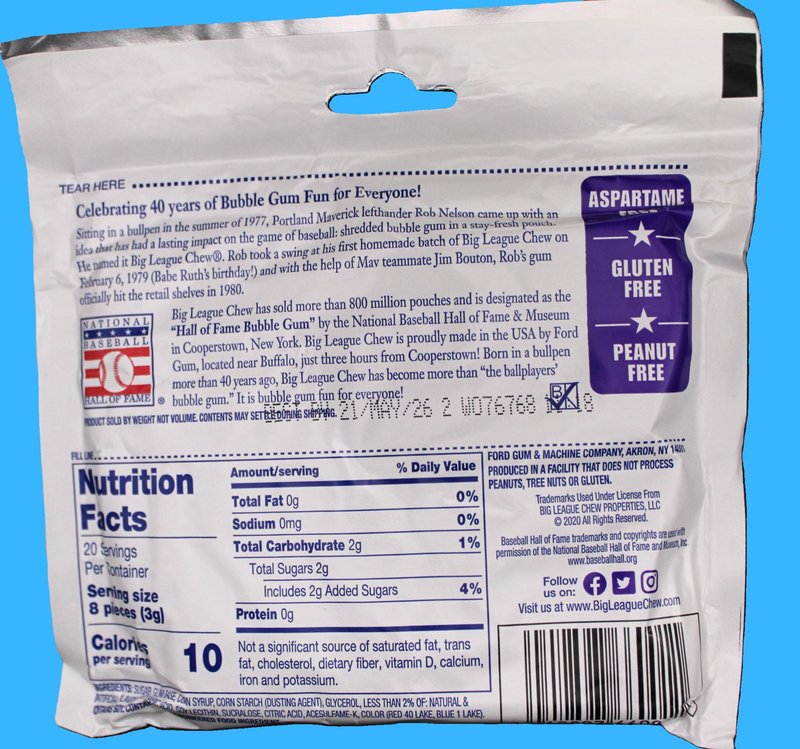 2.12oz Big League Chew Bubble Gum (Ground Ball Grape) - Image 2