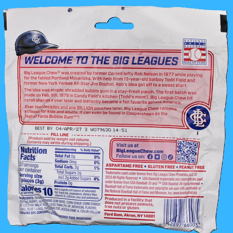 2.12oz Big League Chew Bubble Gum (Wild Pitch Watermelon) - Image 2